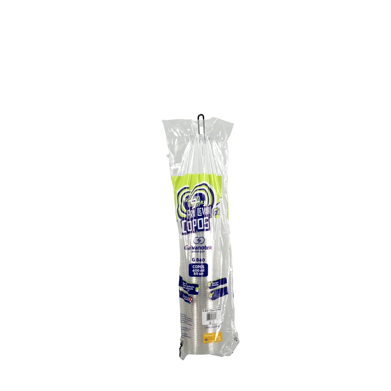 Copo 400ml PET Cristal SKU G840 - embalagem Galvanotek